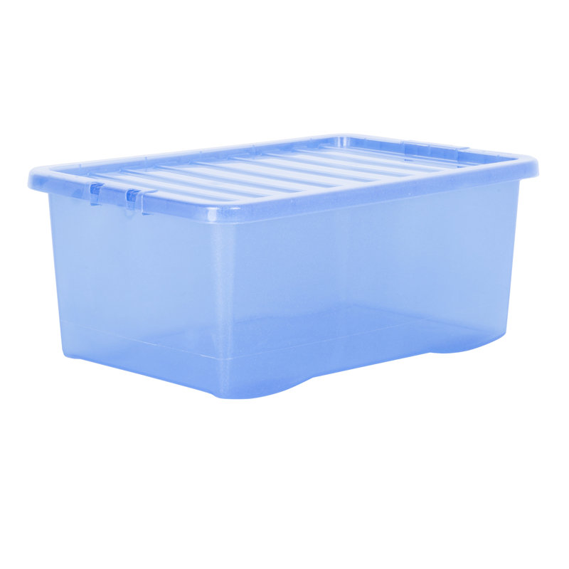 Wham Crystal 45L Plastic Storage Box Pack of 3 Tint Sparkle Blue