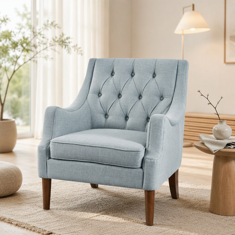 Charmant fauteuil d'appoint capitonné pour des espaces de vie élégants, Grey Polyester