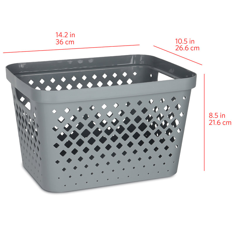 Glad Diamond Storage Baskets, Set of 6, Gray, 16qt