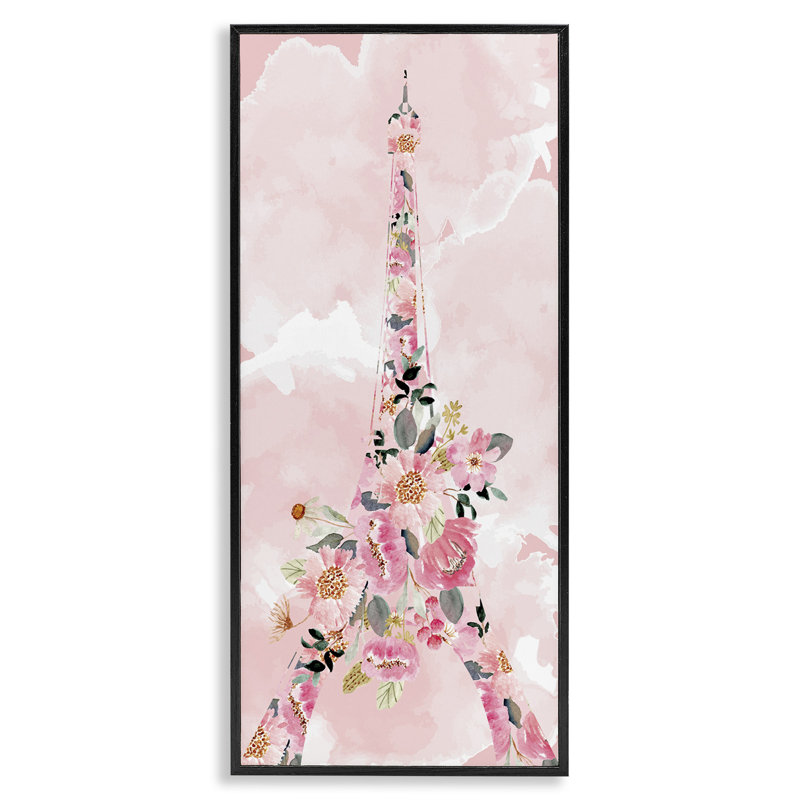 Art floral sur toile tendue XXL par Jean Allen, H 10 po x l 24 po, Giclée encadrée noir minuit