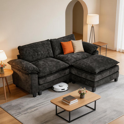 Canapé modulaire 80 po avec housses amovibles en tissu de lin 80 po