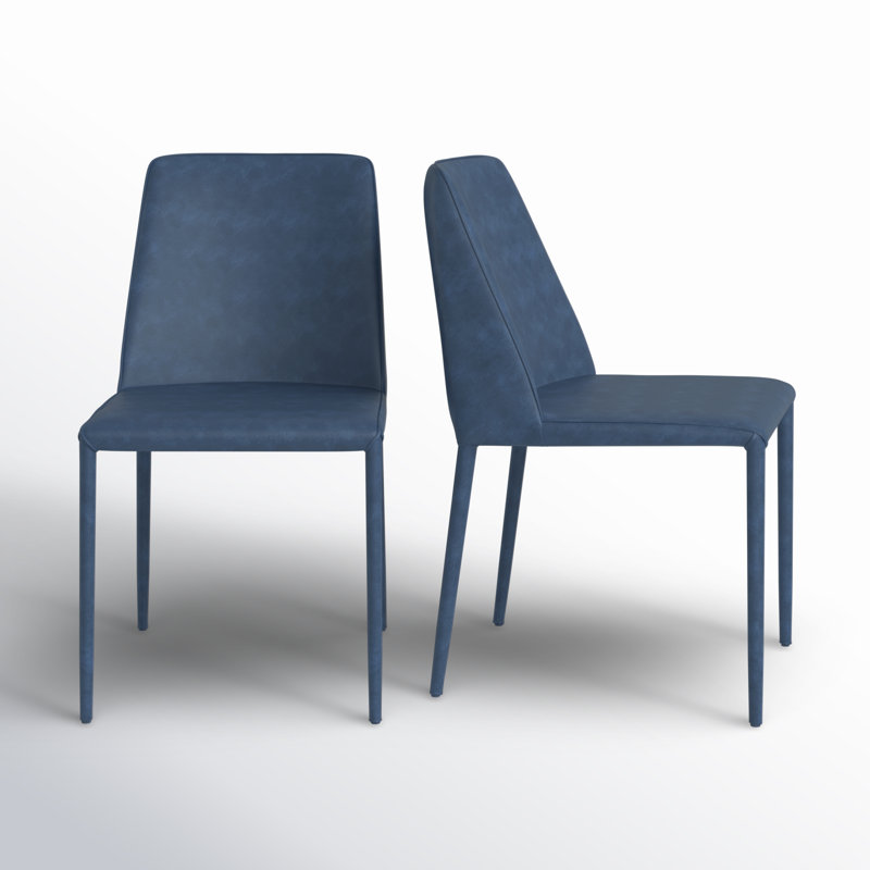 Nora Upholstered Dining Chair, Blue Faux Leather