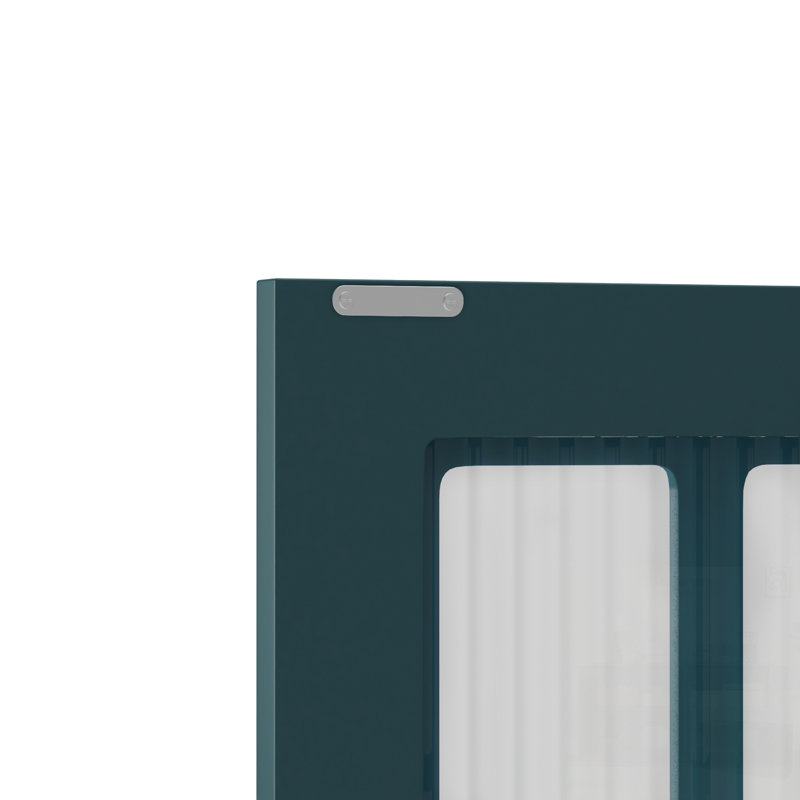 Armoire murale de salle de bain avec 3 portes, rangement ouvert et caché, porte en verre et barre à serviettes pour une utilisation polyvalente à la maison