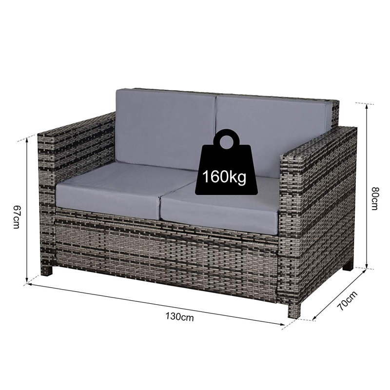 Gennett 130cm Wide Outdoor Patio Sofa with Cushions