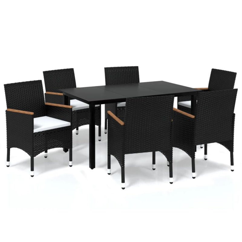 Ensemble de salle à manger carré long, 6, Noir, L 59,1 po x l 35,4 po x H 29,1 po