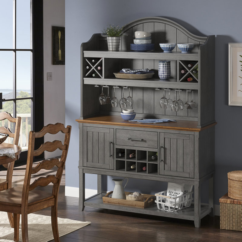 Raber 51'' Sideboard with Bar Hutch, Gray