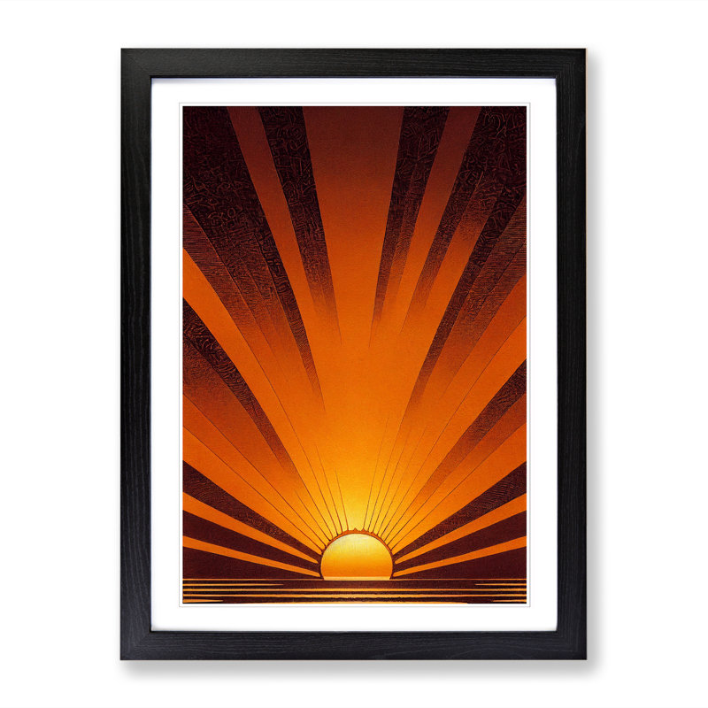 Sunset Engraving - Picture Frame Print, Black, 64cm H x 25cm W x 2cm D