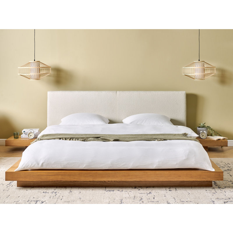Ronish Upholstered Bed, Light Brown/White, Super King (6')