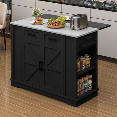  Armoire de cuisine portative 47,2 po en acier inoxydable avec îlot de cuisine et prise électrique