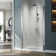 FPivot 34 in.W x 72 in.H Pivot Frameless Glass Shower Door with 6mm Clear Tempered Glass for Bathroom