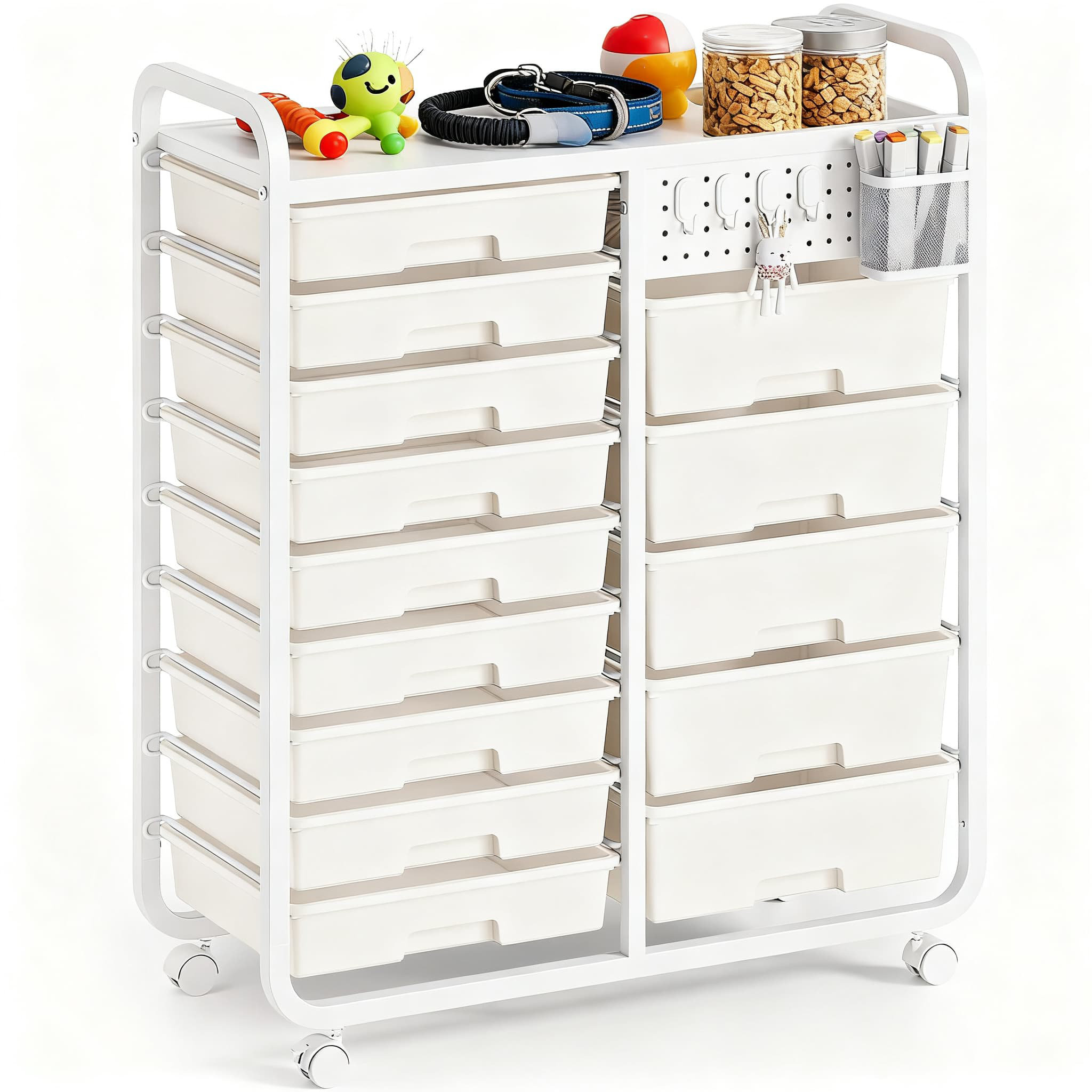 Hokku Designs 14-Drawer Rolling Storage Cart With Tabletop & DIY ...