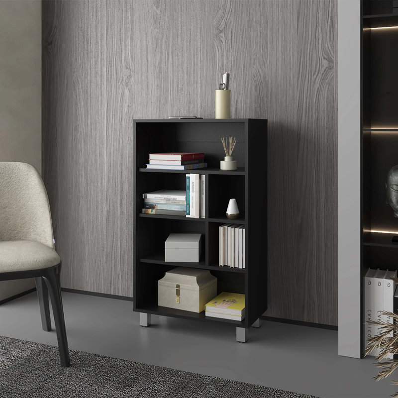White Bookcase with Three Shelf, Black