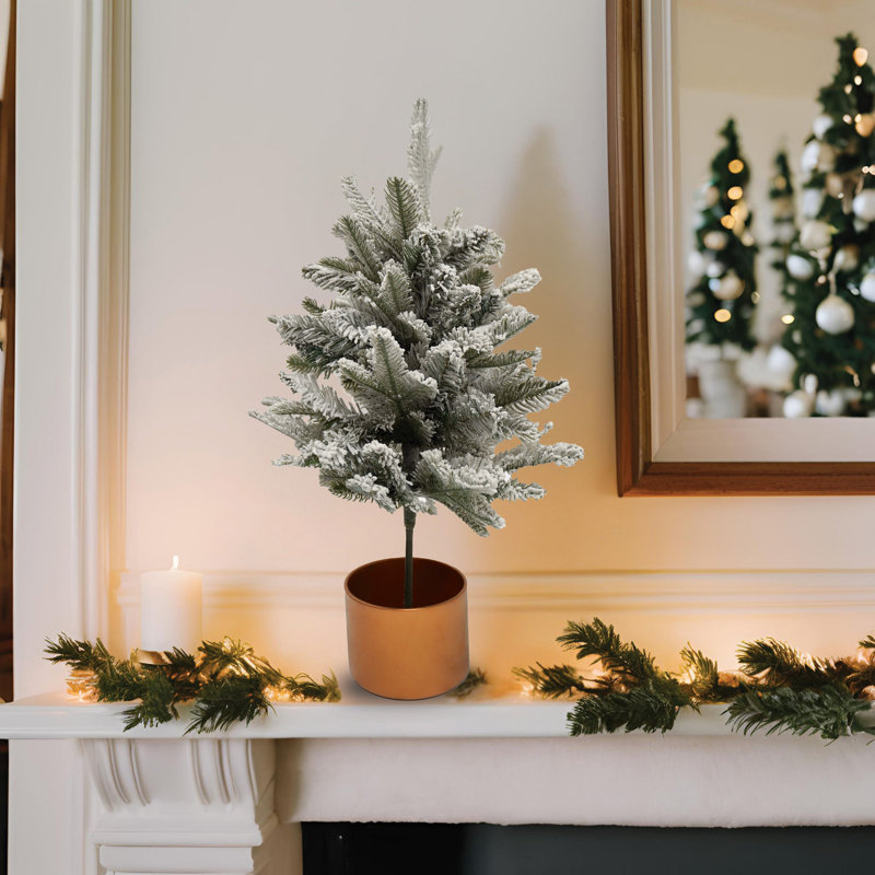 Winter Frosted Tree With Gold Stand