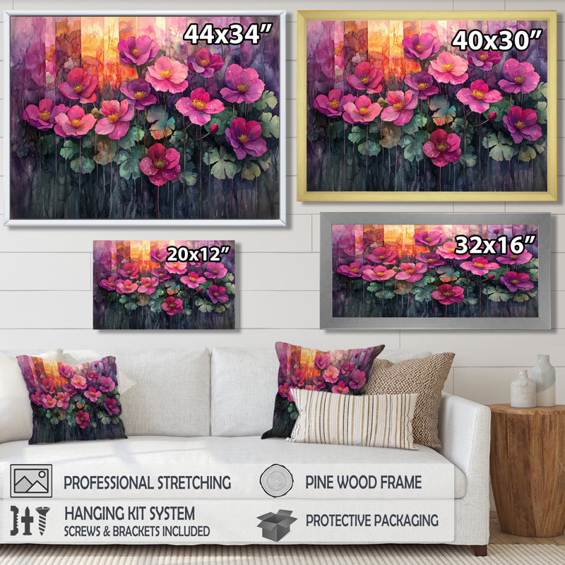 «Frontenac Lavender Echeveria And Burro S Tail Succulent Forest», art mural succulent pour le salon, H 30 po x l 40 po, Blanc