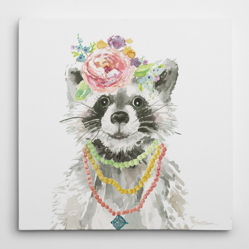 «Glamour Girls Raccoon», art sur toile, H 40 po x l 40 po x P 1,5 po, Toile tendue