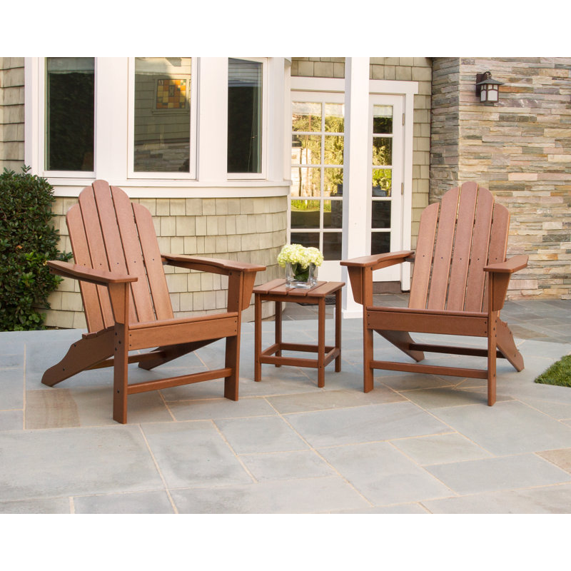 POLYWOOD Long Island Adirondack 3-Piece Set, Teak