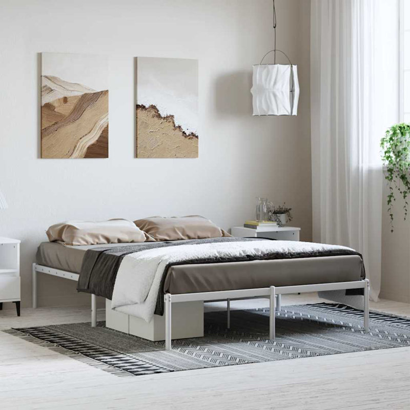 Marlton Metal Bed Frame, Heavy-Duty, No Mattress, Full, White