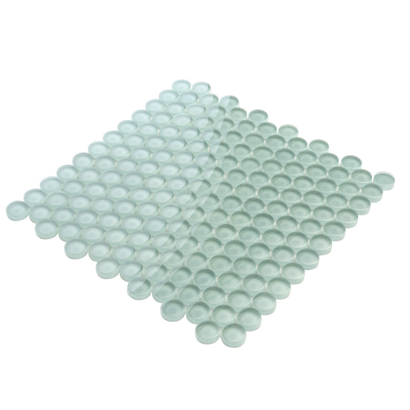 Penny 1 " X 1 " Straight Edge Glass Mosaic Sheet Wall & Floor Tile, Ice