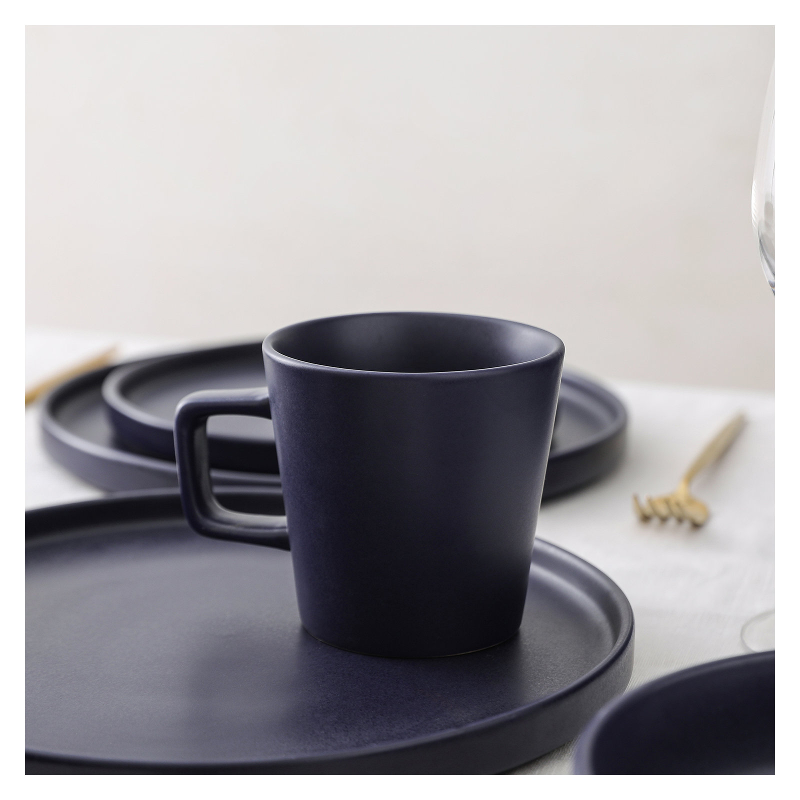 Stone Lain Cleo 16-Piece Dinnerware Set Stoneware, Dark Blue