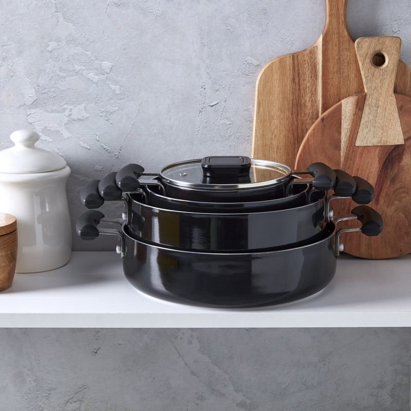Denmark Tools for Cooks 7PC Nonstick Aluminum Cookware Set, Black, Black