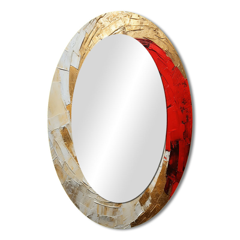 Beige rouge minimalisme spirale poteries - miroir mural moderne beige, 36 po x 24 po