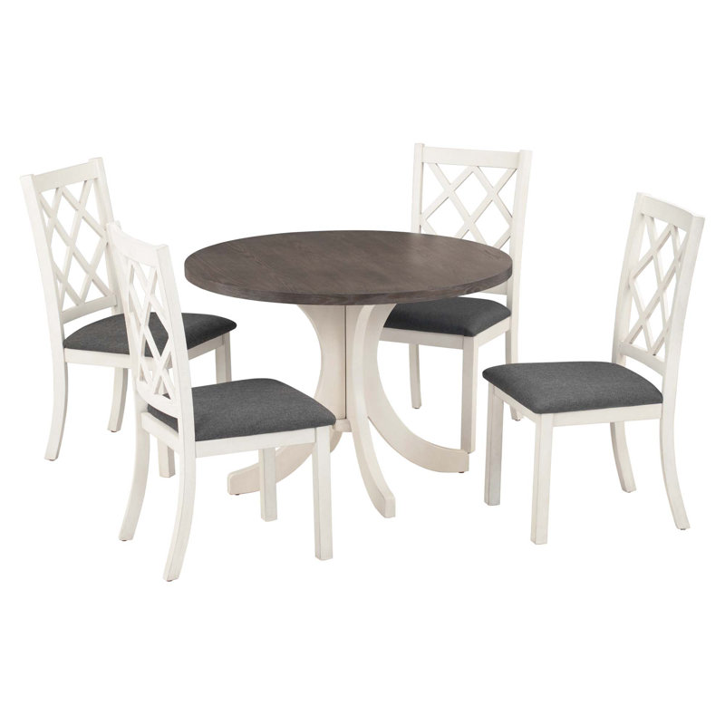Ensemble de table de salle à manger 5 pièces Mid-Century, Gris, Gris
