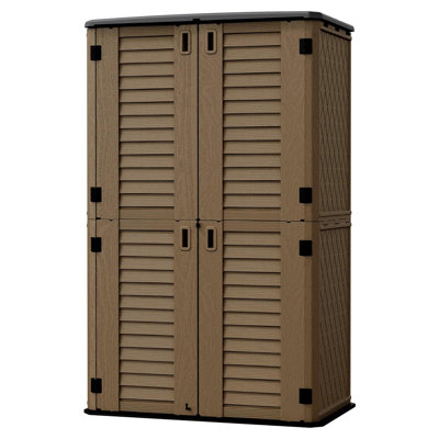 2Tier Outdoor Storage Cabinet, Waterproof Shed For Furniture, Garden Tools, Pool (66 Cu.Ft, Brown)