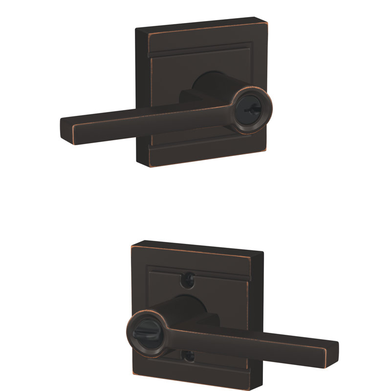 Latitude Keyed Entry Lever with Upland Trim, Yes, Keyed Alike, Aged Bronze
