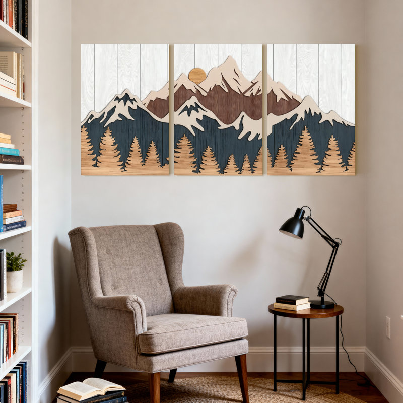Winston Porter Mountain Forest Landscape Canvas Wrapped Wall Art Set of ...