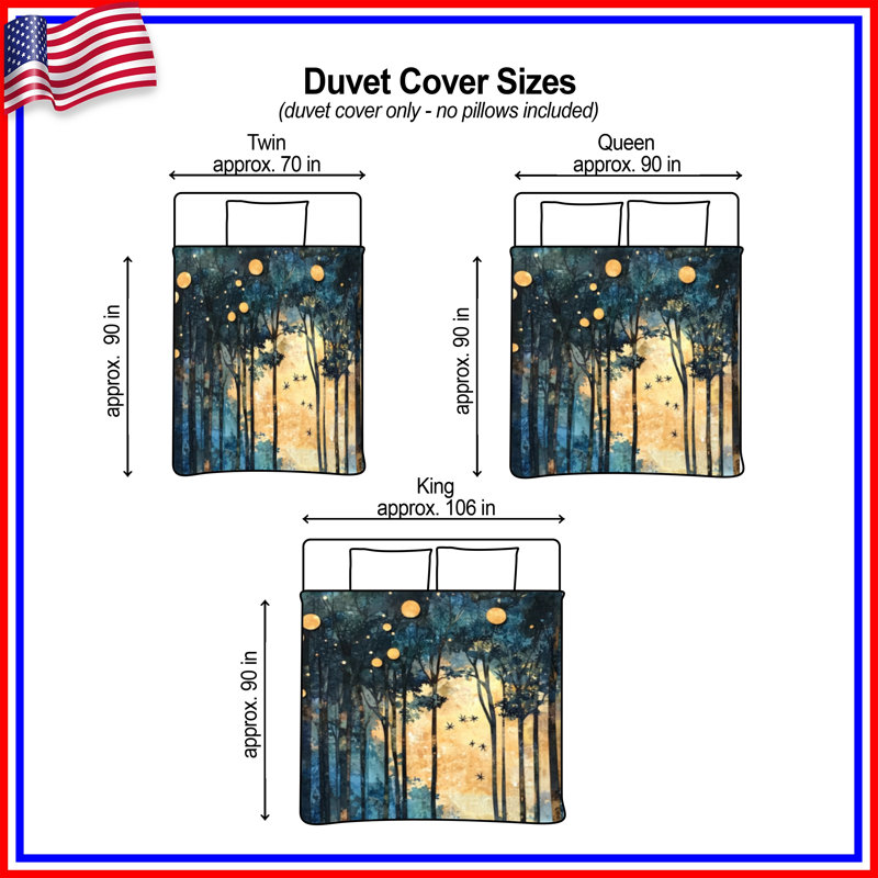 Abstract Forest Moonlight Duvet Covers, King