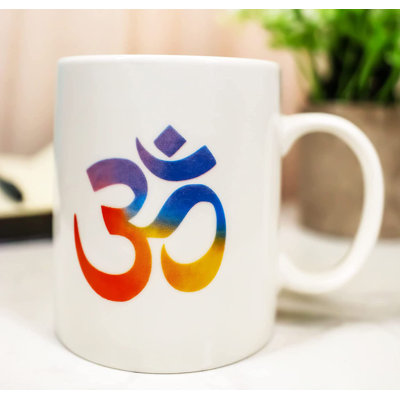 Dakota Fields Feng Shui Yoga Spiritual Meditation Buddhism Sacred Mantra Symbol Of Ohm Ceramic Bone China Coffee Mug Cup In Rainbow Colors (2) -  FEA522B2C12E416382F03F9B19B12596