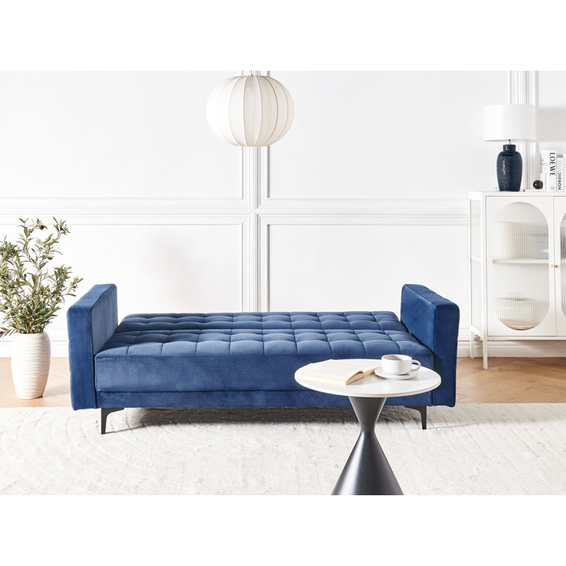 Chmura 3 Seater Velvet Sofa Bed, Blue