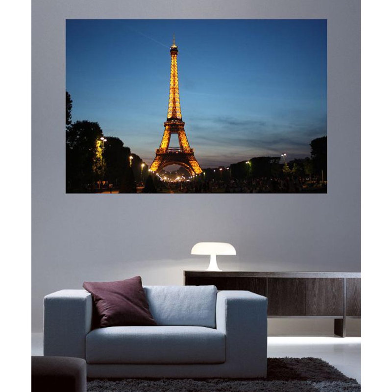 Décalcomanie murale crépuscule paris france eiffel, H 32 po x l 48 po