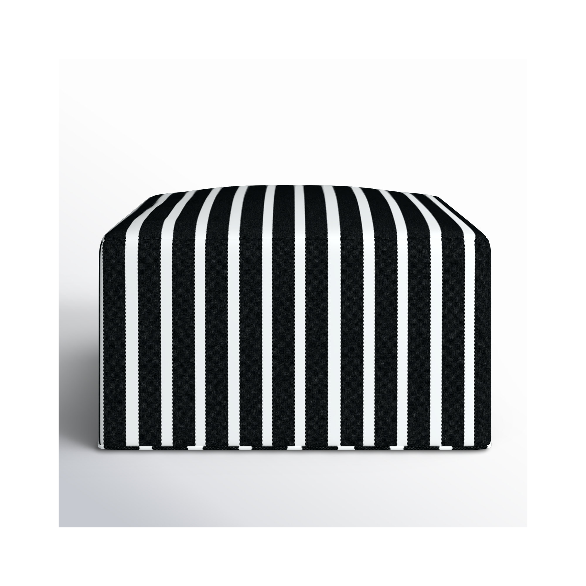 Eliana  Outdoor Ottoman, Shore Classic Black Stripe Sunbrella®