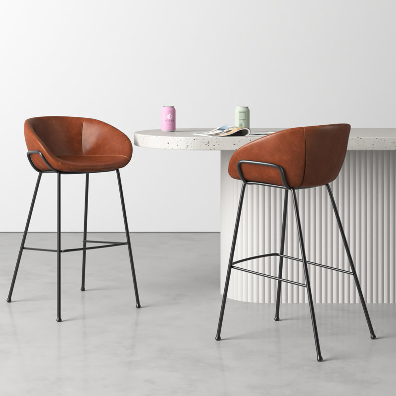 Ardea Counter & Bar Stool, Bar Stool (29.93" Seat Height), Dark Brown Faux Leather