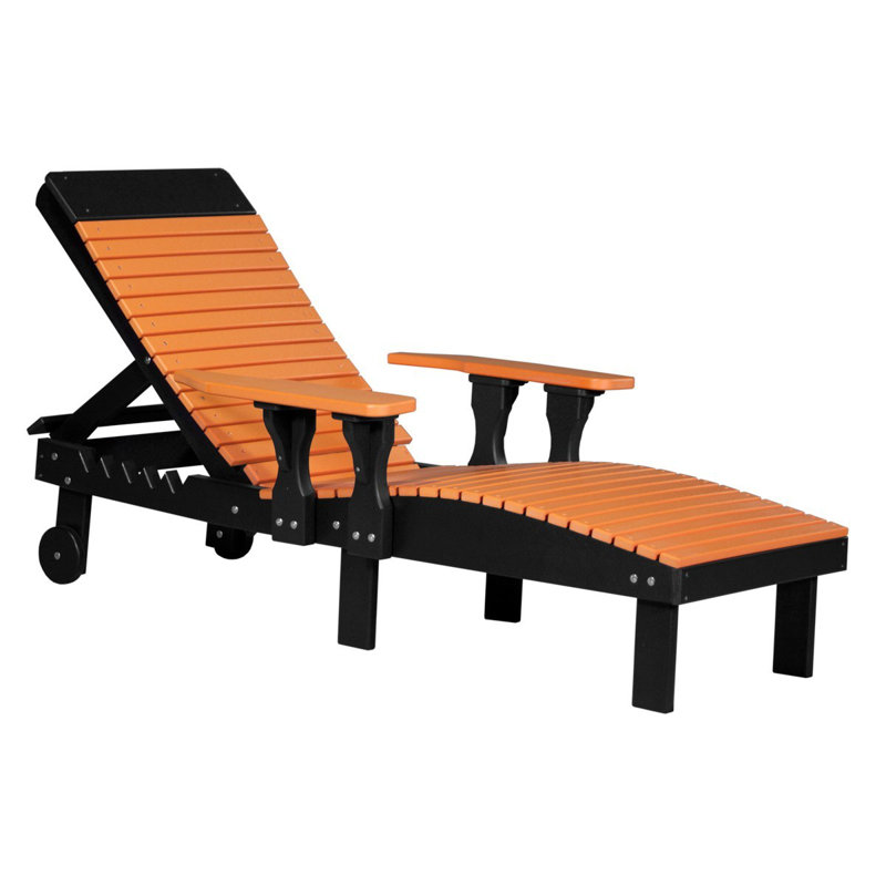 Chaise de patio inclinable Dicie, Orange / Noir