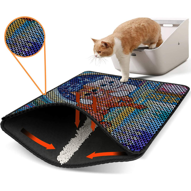 Premium Cat Litter Mat, 18 x 24 inches | 50% PVC / 50% Polyester, Machine Washable & Vacuum Friendly | Durable, Easy-Clean Design for Pet Owners | Protect Your Floors from Litter Messes