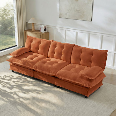 Canapé 107 po 3 places Cloud, canapé modulaire modulaire, canapé moderne à assise profonde pour le salon, coussin de siège confortable en treillis décoré, tissu chenille respirant