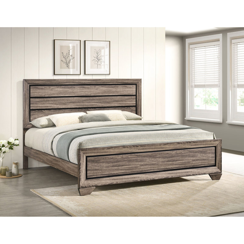 Très grand lit à panneau taupe délavé avec lattes, finition douce pour le style de la chambre à coucher, tête de lit structurée et charme rustique moderne, structure à lattes avec une bonne ventilation, chambre à coucher de ton, élégance