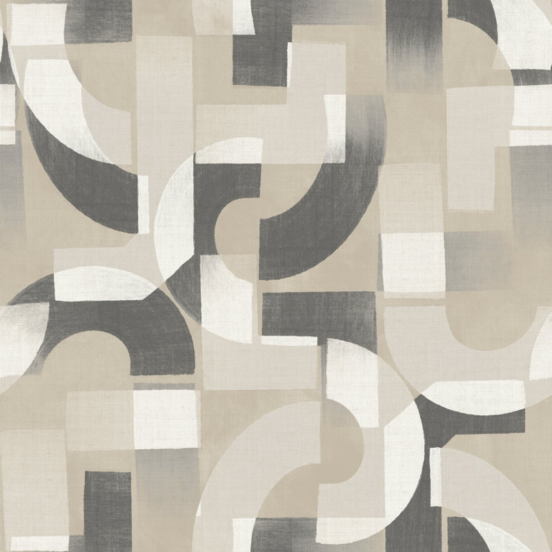 Karuna Collection Geometric Swirl Wallpaper Roll, Grey