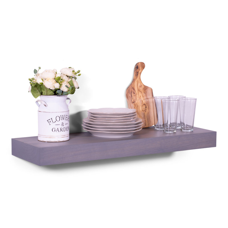 Brough Pine Solid Wood Floating Shelf, Grey, 3" H x 60" W x 11.5" D
