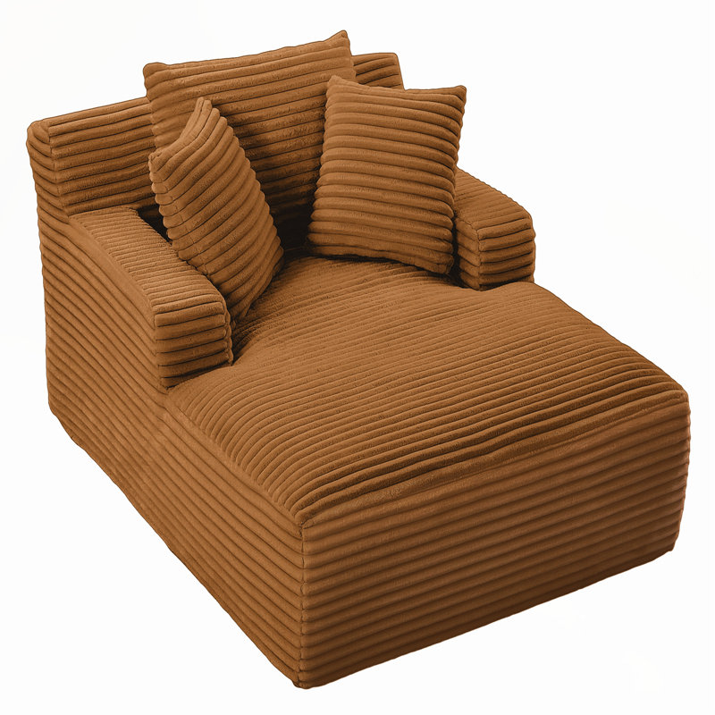 Oversized Chaise Lounge Chair Indoor, Corduroy Upholstered Modern Sofa Couch, No Assembly Required, Comfy Sleeper for Living Room, Office