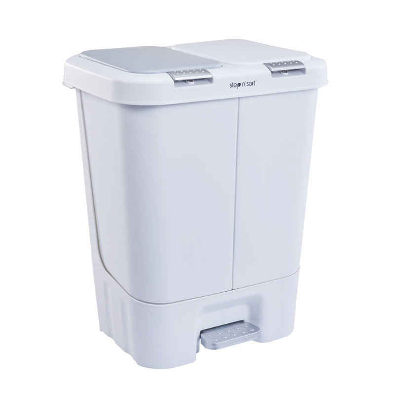 40L Dual Kitchen Recycling Bin with Pedal, 2 Compartments, Slim Space-Saving Design, White