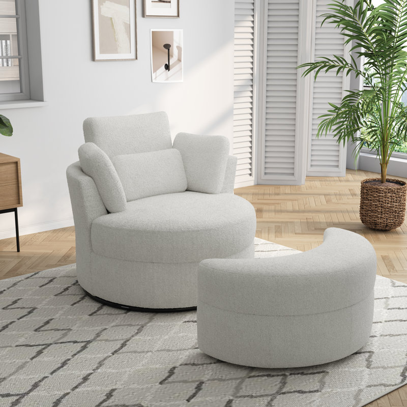 Chaise longue rembourrée avec coussin Niama, Mélange de polyester ivoire