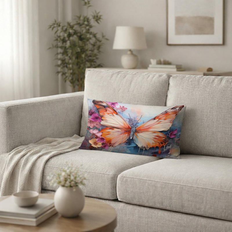 Coussin décoratif papillon - Coussin Butterfly, H 12 po x l 20 po