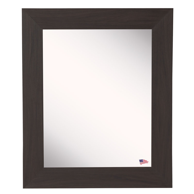 Miroir mural moderne et contemporain, H 38,5 po x l 32,5 po, Noyer brun foncé