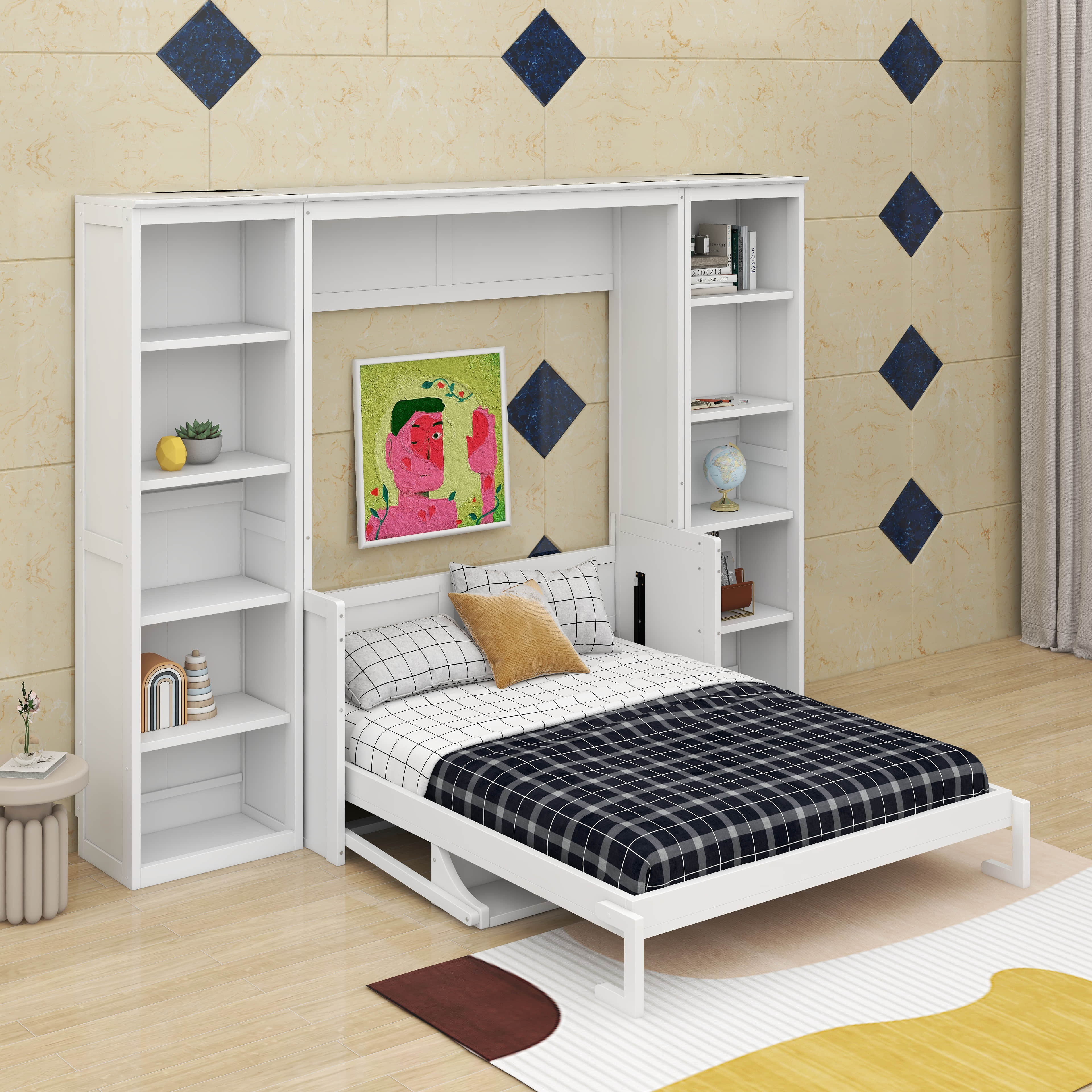 Red Barrel Studio® Murphy Bed With Desk And Bookshelf | Wayfair