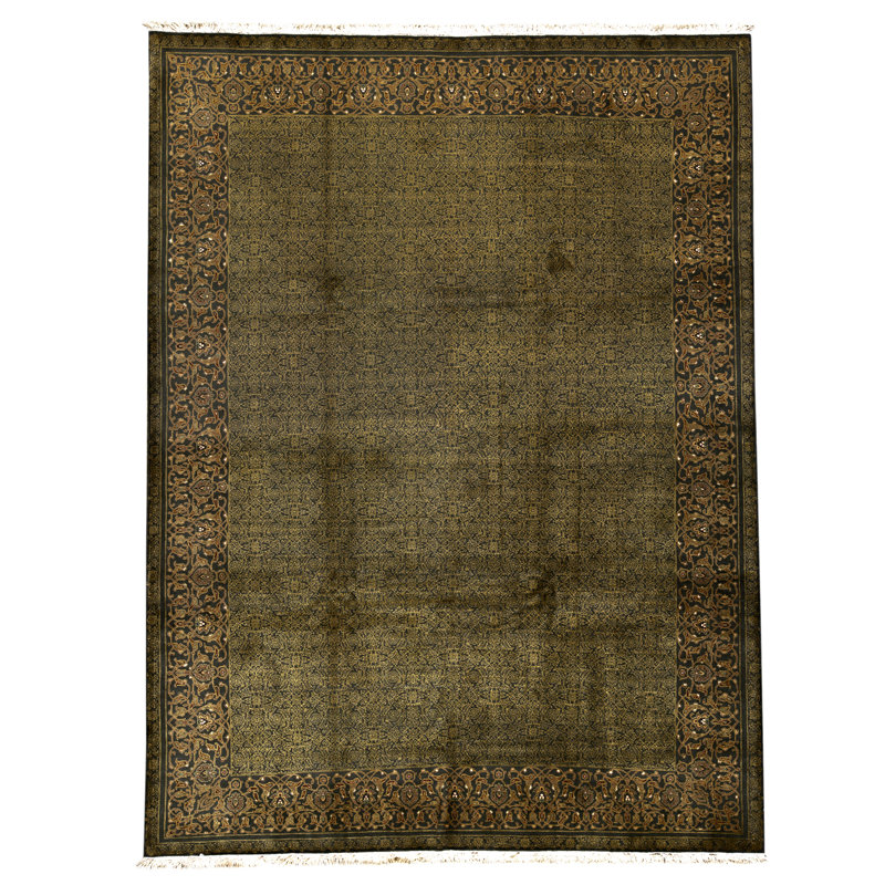 Tapis vert noué à la main de haute qualité