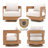 3-piece Wood Outdoor Seating Group With Cushions-1647648025