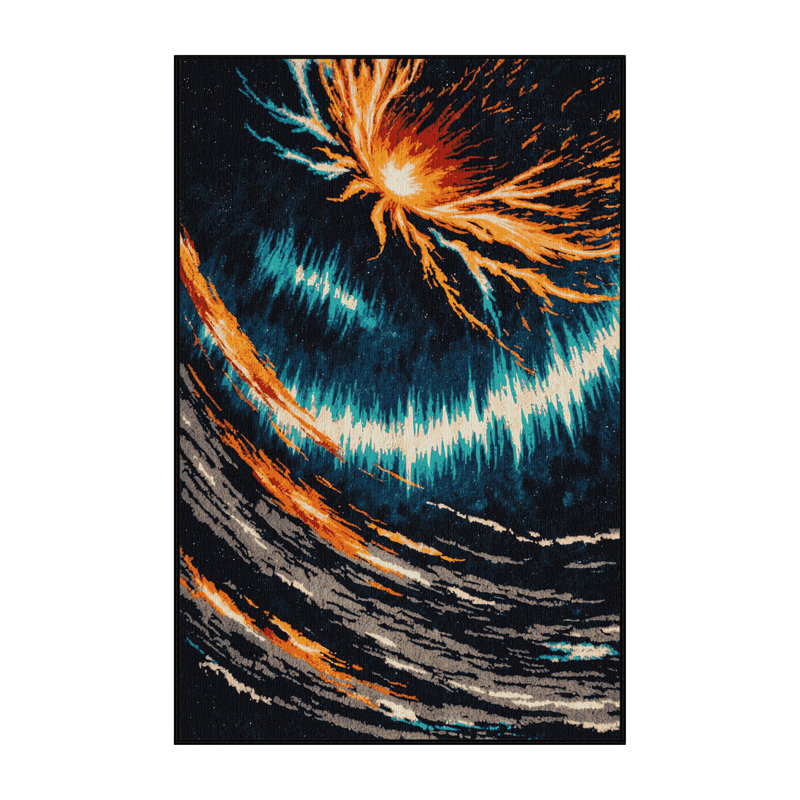 Machine Washable Space Gray Area Rug, Rectangle 5' x 7'